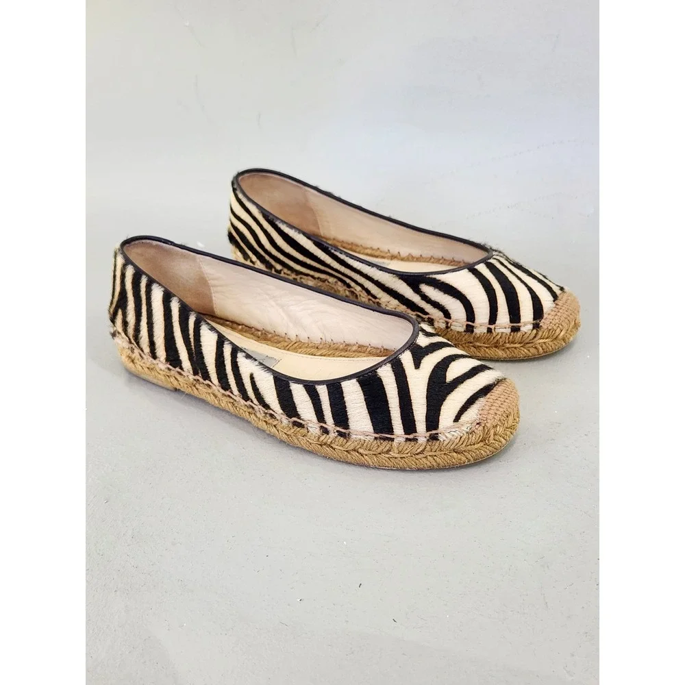 Paloma Barcelo Espadrille Flats Women 38 Zebra Calf Hair Animal Print Spain